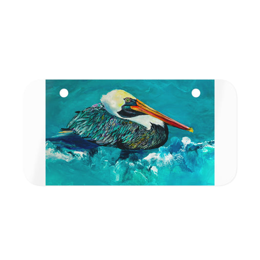 Colorful Pelican Mini License Plate | Unique Coastal Decor | Perfect for Beach Lovers